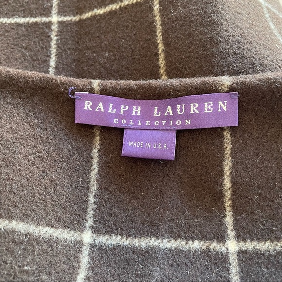 Ralph Lauren Purple Label Collection Brown Fleece Window Pane Pencil Skirt EUC 2 - Picture 5 of 6